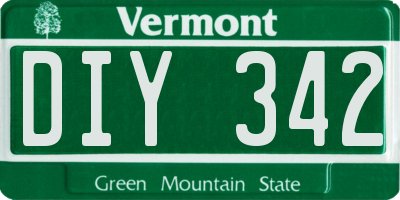 VT license plate DIY342