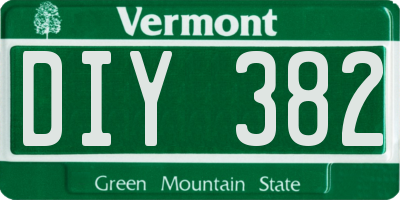 VT license plate DIY382