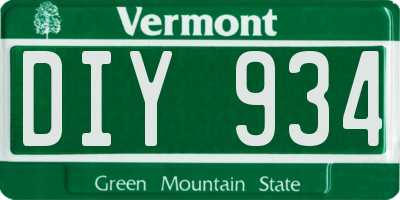 VT license plate DIY934