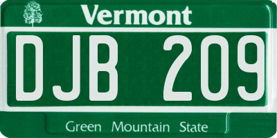VT license plate DJB209