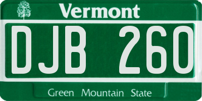 VT license plate DJB260