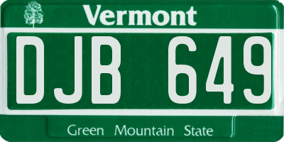 VT license plate DJB649
