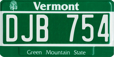 VT license plate DJB754