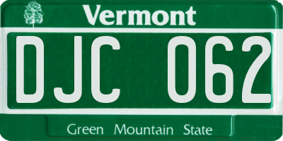 VT license plate DJC062