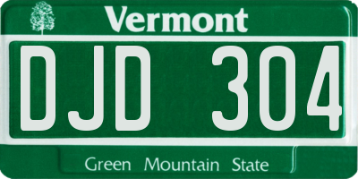 VT license plate DJD304