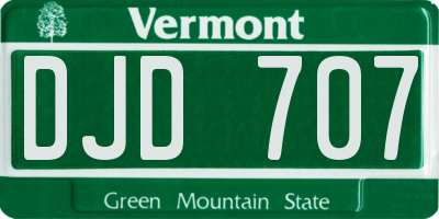 VT license plate DJD707