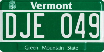 VT license plate DJE049