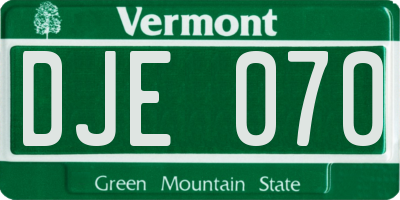 VT license plate DJE070