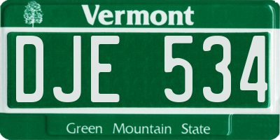 VT license plate DJE534