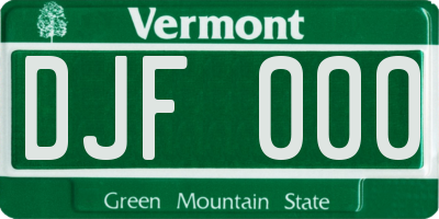 VT license plate DJF000