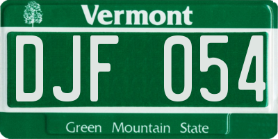 VT license plate DJF054