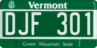 VT license plate DJF301