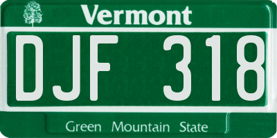 VT license plate DJF318