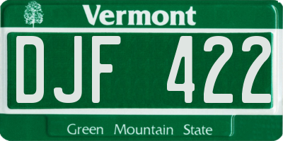 VT license plate DJF422