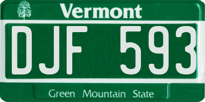 VT license plate DJF593