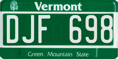 VT license plate DJF698