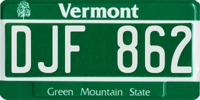VT license plate DJF862