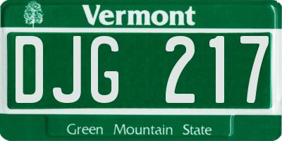 VT license plate DJG217