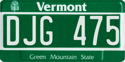 VT license plate DJG475