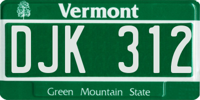 VT license plate DJK312