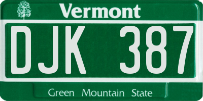 VT license plate DJK387