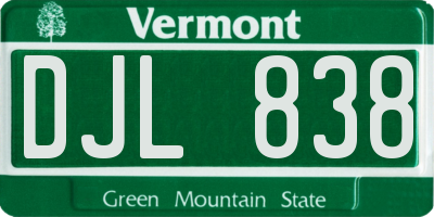 VT license plate DJL838
