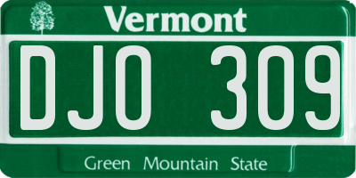 VT license plate DJO309