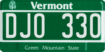VT license plate DJO330