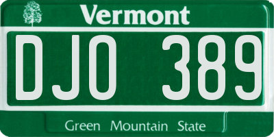 VT license plate DJO389
