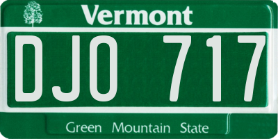 VT license plate DJO717
