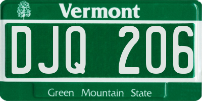 VT license plate DJQ206