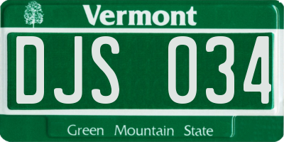 VT license plate DJS034
