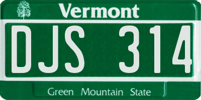 VT license plate DJS314