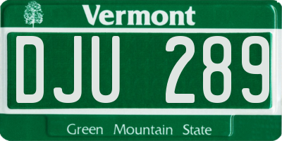 VT license plate DJU289
