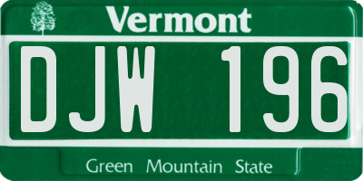 VT license plate DJW196