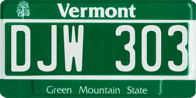 VT license plate DJW303