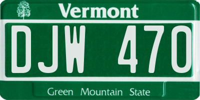 VT license plate DJW470