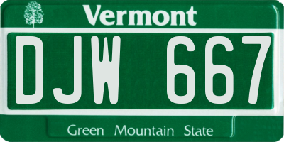 VT license plate DJW667