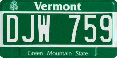 VT license plate DJW759