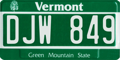 VT license plate DJW849