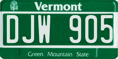 VT license plate DJW905