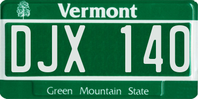 VT license plate DJX140