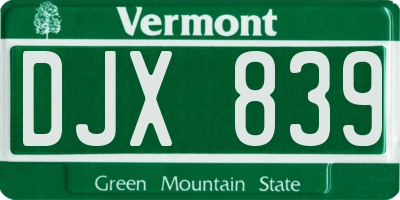 VT license plate DJX839