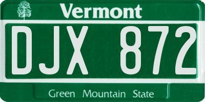 VT license plate DJX872