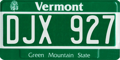 VT license plate DJX927