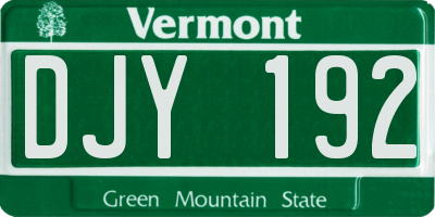 VT license plate DJY192