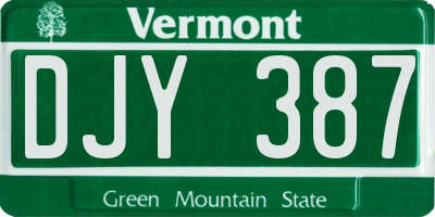 VT license plate DJY387