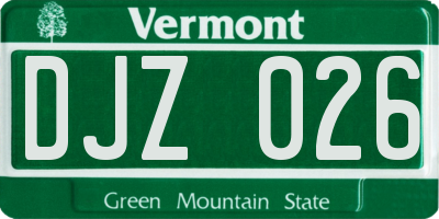 VT license plate DJZ026