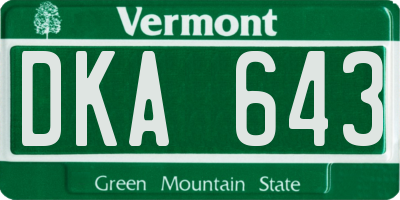 VT license plate DKA643