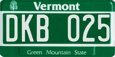 VT license plate DKB025